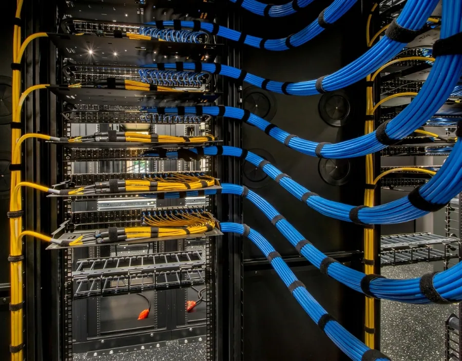Technician working with network infrastructure
