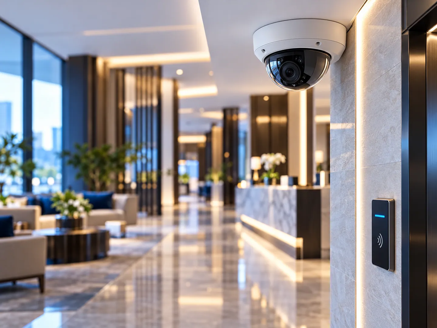 Hotel security camera and access reader
